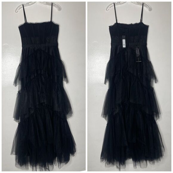 BCBGMaxAzria Black Layered Tulle Wedding Dress - Picture 2 of 10